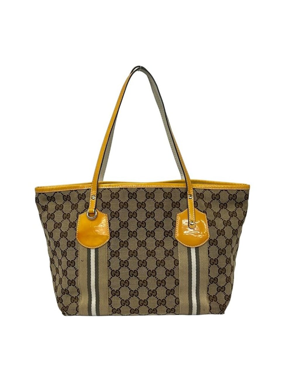 Gucci Tote Bag Beige Dark Brown Multi Leather